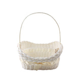 White Plastic Woven Basket with Handle(23*17*23CM)